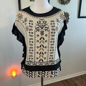 Zara Bohemian Ruffle Sleeve Top ✨🖤✨